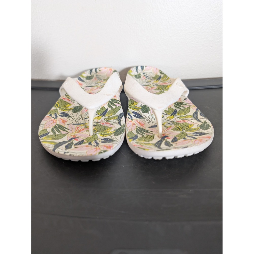 Crocs Kadee II Flip Flops Womens 10 White Tropical Floral Print Sandals 205078 - Picture 2 of 10